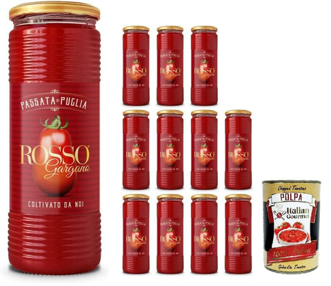 12x Tomatenpüree Di Puglia Rosso Gargano Traditional 12 Flaschen à 690 ml + Italian Gourmet polpa 400g