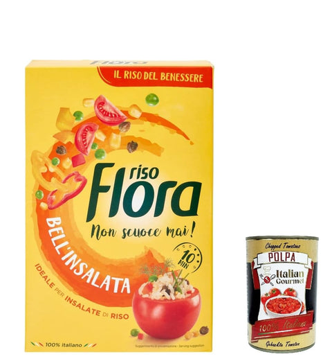 12x Flora Riso Bell'Insalata Ideale per Insalate di Riso, 100 % italienischer Reis, Idealer Reis für Reissalate 1Kg + Italian Gourmet polpa 400g