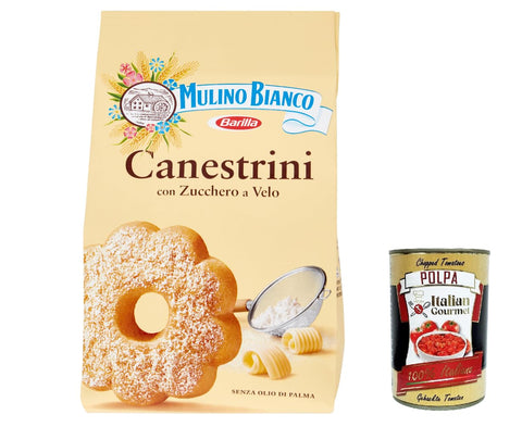 12x Mulino Bianco Canestrini, Zuckerkekse, Kekse mit zucker cookies brioche Kuchen, canestrelli 200 g + Italian Gourmet polpa 400g
