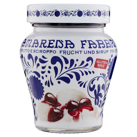 FABBRI 1905 - Amarena-Kirschen in Sirup | Entsteinte Kirschen aus Italien in Sirup eingelegt | Ideales Topping für Eis, Joghurt, Dessert und Cocktails. Inhalt: 230g