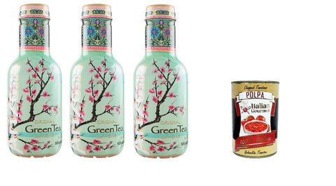 3x AriZona AriZona Original Green Tea with HoneyArizona Grüner Tee mit Honig 500 ml+ Italian Gourmet polpa 400g