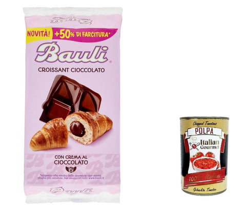 12x Bauli Cornetti Cioccolato Croissant Schokolade brioche kuchen Chocolate (6 x 50g) 300g + Italian Gourmet polpa 400g