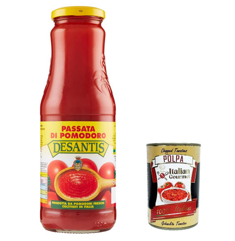 12x Desantis Passata di pomodoro, Tomatenpaste Tomaten sauce 100% Italienisch 680g + Italian Gourmet polpa 400g