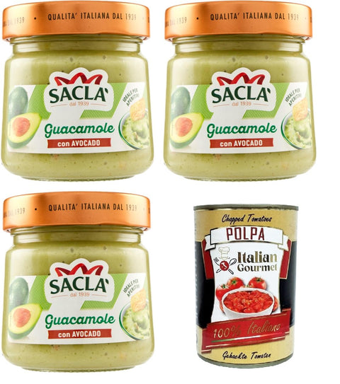 Saclà Salsa Guacamole Con Avocado Guacamolesauce mit Avocado 3x 212gr + Italian Gourmet polpa 400g