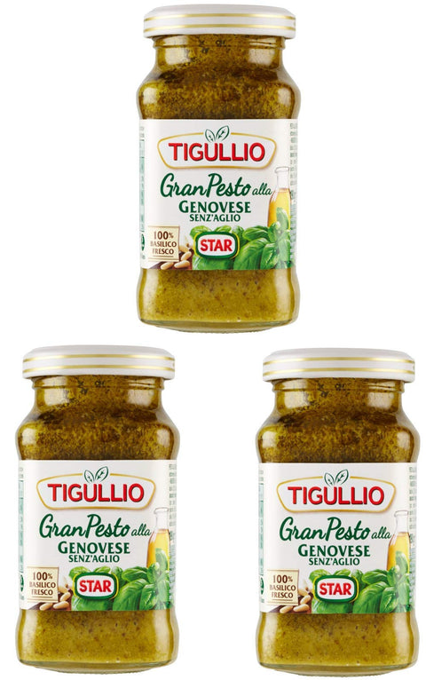 Tigullio: "Gran Pesto alla Genovese" Genovese Pesto ohne Knoblauch – 190 ml (3 Stück)
