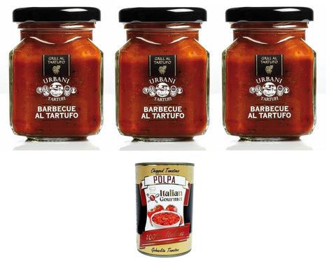 Urbani Tartufi- Salsa BBQ al tartufo Trüffel-BBQ-Sauce 3x 90gr + Italian Gourmet Polpa 400g
