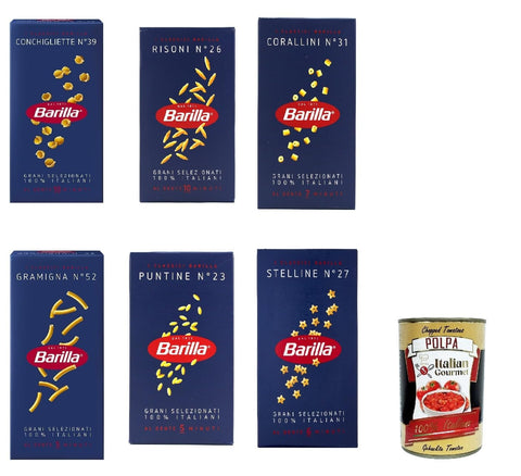 Pasta pastina risoni, conchigliette, corallini, gramigna, puntine, stellline 6x 500g testpaket italian nudeln + Italian Gourmet polpa 400g