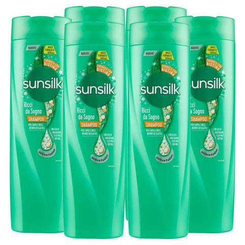 Sunsilk Traum Locken Shampoo für definiertes und elastisches lockiges Haar, Formel Active Fusion mit Macadamia-Öl, Elastin und Biotin, 6 Flaschen à 400 ml