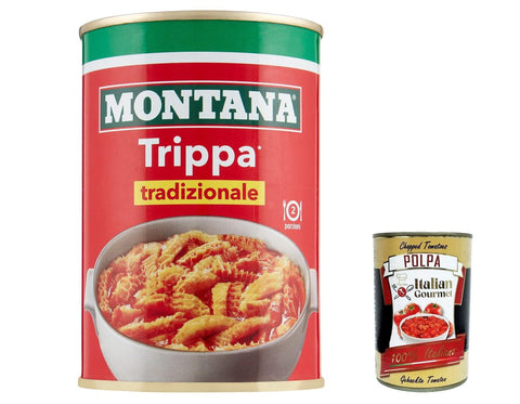 3x Montana Trippa al sugo, Kaldaunen 420 g Kutteln Fleisch in dose tripe italien + Italian Gourmet polpa 400g