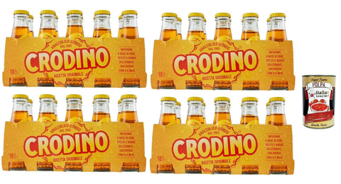 Crodino aperitivo biondo, 40x 100 ml, alkoholfreier Aperitif bitter, Italienischer nicht -alkoholischer Aperitif bereit zu trinken + Italian Gourmet polpa 400g