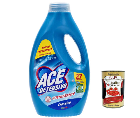 ACE Detersivo Igienizzante Classico, 3x 1350ml, 81 waschen, Waschmittel, Flüssigwaschmittel Waschmaschine + Italian gourmet polpa 400g
