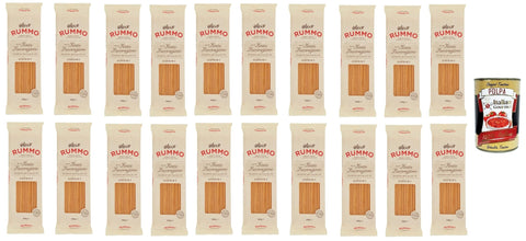 Rummo Bucatini n° 6 Pasta Lenta Lavorazione Teigwaren aus Hartweizengrieß Bronze-Zeichnung 20x 500g + Italian Gourmet polpa 400g