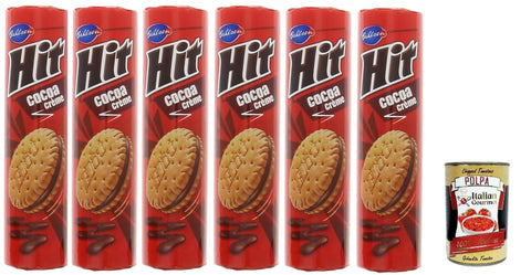 Hit Cacoa Crème, Doppelkekse in der Großpackung - 2 lose Kekse mit Kakaocreme - Gebäck für die ganze Familie, 6x 220g + Italian Gourmet polpa 400g