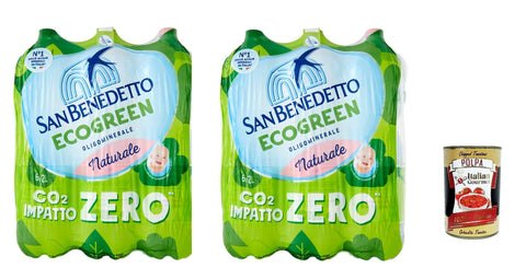 San Benedetto Acqua Minerale Naturale Natürliches Mineralwasser 2Lt Italienisches Ecogreen Wasser 12x 1Lt + Italian Gourmet polpa 400g