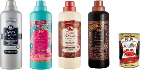 Testpaket Tesori d'oriente weichspüler softener Muschio Bianco byzantium Ayurveda Hammam 4x 750ml + Italian Gourmet polpa 400g