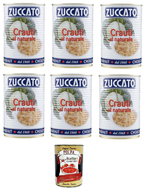 Zuccato Crauti al Naturale Natürliches Sauerkraut 6x 385gr+ Italian Gourmet polpa 400g
