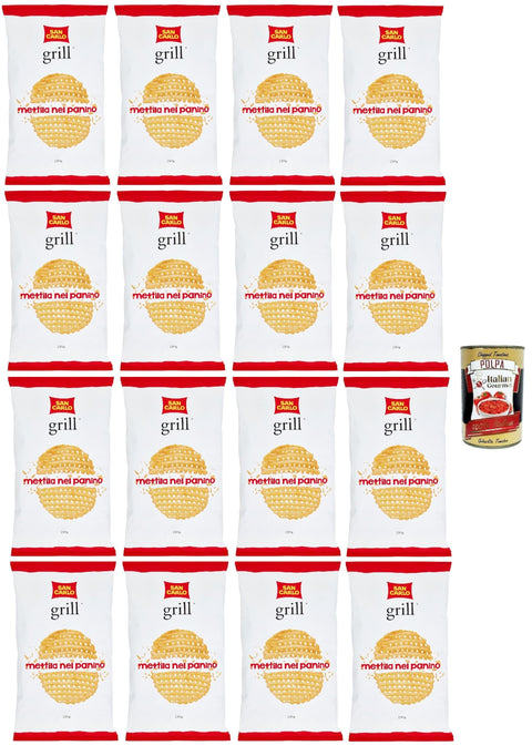 San Carlo Grill, Kartoffelchips Chips Gluten -freie knusprige gesalzen (Gluten Free) Maxi Packung, 16x 150g + Italian Gourmet polpa 400g