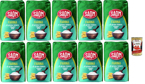 Farina Saom, Farina di Grano Tenero, Tipo 00, Weizenmehl, Pizza Napoli Pizzamehl Pizza Mehl 10x 1kg + Italian Gourmet polpa 400g