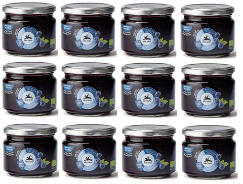 12x Alce Nero Composta di Mirtilli Biologica Bio Blaubeerkompott mit Bio-Blaubeeren 270g