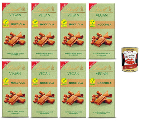 Vegane Nocciolaschokolade mit Hafer, Hirse und Mandeln 8x100gr + Italian Gourmet polpa 400g