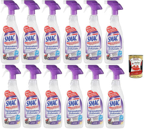 Smac Express, Entfetter mit Lavendelduft, Sprühreiniger für mehrere Oberflächen mit entfettender Wirkung, 12x650 ml+ Italian Gourmet polpa 400g
