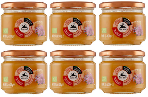 6x Alce Nero Miele Millefiori Biologico Bio-Wildblütenhonig 100 % italienischer Bio-Honig 300g