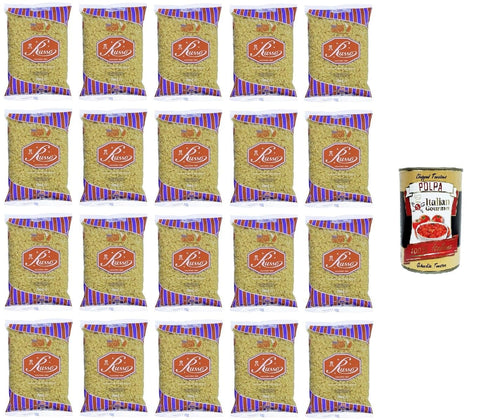 Russo Farfalline N°24 Hartweizengrieß Pasta,100% Italienischer Weizen,20x 500g-Packung + Italian Gourmet Polpa di Pomodoro 400g Dose