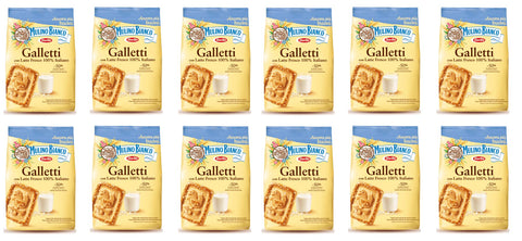 12x Barilla Mulino Bianco Galletti Shortbread-Kekse mit frischer italienischer Milch 800g