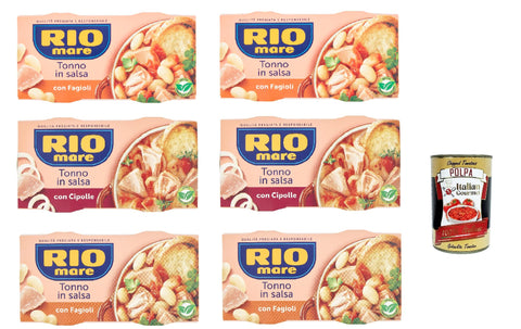 Rio Mare con gusto testpaket fertiggerichte Thunfisch Instant food, Tonno e fagioli, Tonno e cipolle, Tonno e piselli 12x 160g + Italian Gourmet polpa 400g