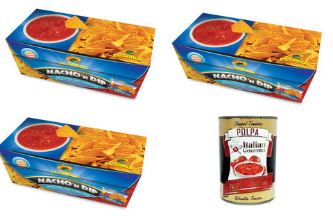 El Sabor Nacho'N Dip, Salted Salsa, gesalzene Salsa, 3x 175g+ Italian Gourmet polpa 400gr