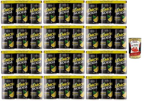 Lemon Soda mini, Lemonsoda Dosen, italienisch trinken, lemonade soft drink, aus italienischen Zitronen, 72x 150ml mit Fruchtfleisch + Italian Gourmet polpa 400g