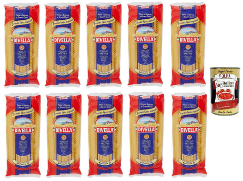 10x Divella Mafaldine N. 81 Hartweizengrieß Pasta Italienische Nudeln 500g Packung + Italian Gourmet Polpa di Pomodoro 400g Dose