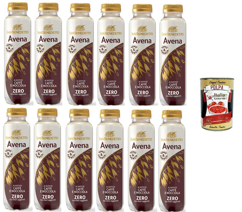 San Benedetto Avena Al gusto di Caffè e Nocciola Haferflocken mit Kaffee- und Haselnussgeschmack 12x 40cl + Italian Gourmet Polpa di Pomodoro 400g