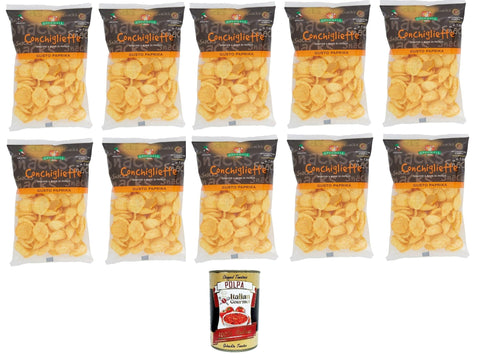 Gecchele Conchigliette Paprikageschmack – Snack auf Kartoffelbasis 10x 100gr+ Italian Gourmet polpa 400g
