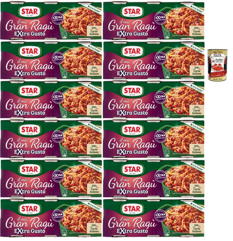 Star il mio Gran Ragù Extra Gusto mit 100% italienischem Fleisch, N.1 in Italien, 12x Packung mit 3 Dosen à 100g + Italian Gourmet polpa 400gr