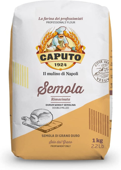 Antimo Caputo Mehl 6 x Caputo Il Mulino di Napoli Semola rimacinata di Grano Duro Durum Weizengieß, hohe Elastizität, 1 kg Grieß für Pizza 8014601999870