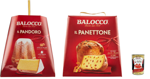 Balocco Brot & Backwaren Testpaket Balocco Il Pandoro e panettone weicher und zarter Weihnachts kuchen mit Puderzucker 2x 1Kg Natürlich gesäuertes gebackenes Süßwarenprodukt + Italian Gourmet polpa 400g 8001100058979