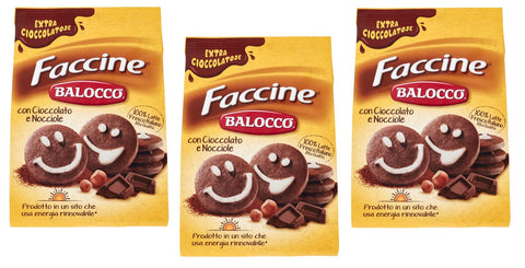 Balocco Kekse 3x Balocco faccine kekse mit Schokolade & Haselnüss 350g biscuits cookies 8001100064581