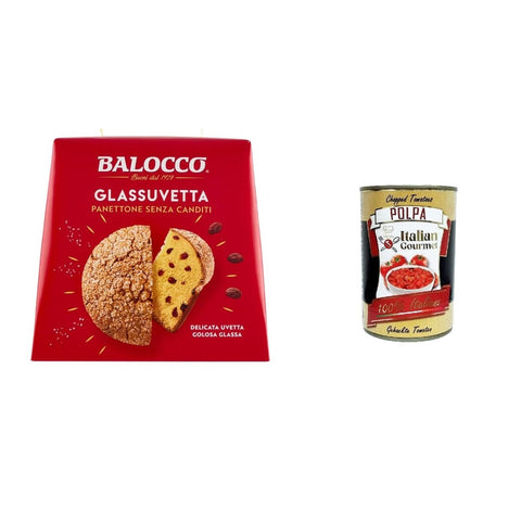 Balocco Stollen BALOCCO Panettone Glassuvetta senza canditi GlassRosinen ohne kandierte Früchte 750gr + Italian Gourmet polpa 400g 8001100064727