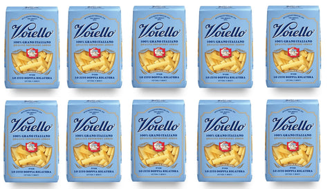 Barilla G. e R. Fratelli Kurze Pasta 10x Voiello Lo Zito Doppia Rigatura n°128 Pasta 100% Italienischer Weizen 500g Teigwaren aus Hartweizengrieß Bronze-Zeichnung 8076810792000