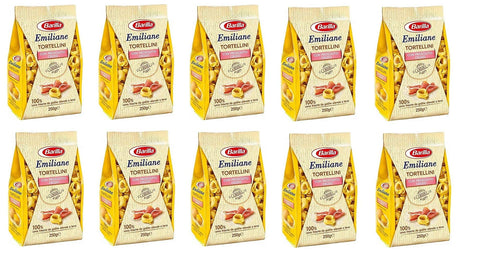 Barilla Internationale Nudeln 10x Barilla Emiliane Tortellini all'uovo mit rohem Schinken Nudeln mit ei 250g 8076809515092