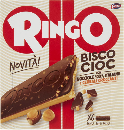 Barilla Kekse 3x Pavesi Kekse Ringo Bisco Cioc Nocciole schokoriegel mit Creme mit 100% italienischen Haselnüssen 162gr 6 snack 8013355501377