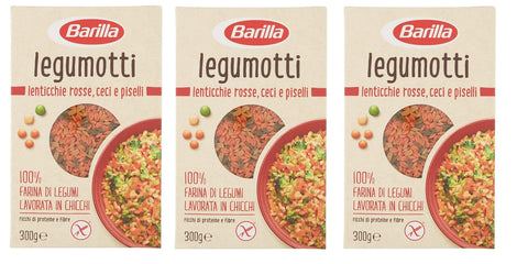 Barilla Linsen 3x Barilla Legumotti Lenticchie Rosse Ceci e Piselli Rote Linsen, Kichererbsen und Erbsen Reich an Eiweiß und Ballaststoffen Glutenfrei 300g 8076809573023