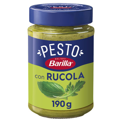 Barilla Pesto Barilla Pesto Basilico e Rucola 12x190g | Glutenfreie Italienische Pasta-Sauce mit Basilikum und Rucola, Nudel-Soße, grünes Pesto 8076809029223