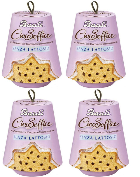 Bauli Snack Kuchen & Backwaren 4x Bauli Il Pandoro CiocoSoffice Senza Lattosio Laktosefreier Weihnachtskuchen mit extra dunklen Schokoladentropfen 700g 8001720416586