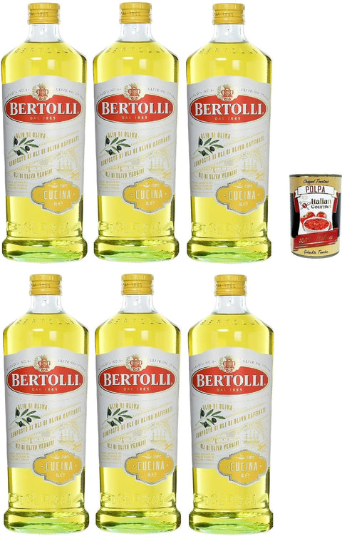 Bertolli Oliven Bertolli olio di oliva Olivenöl Cucina 6er Pack (6 x 1000 ml) + Italian Gourmet polpa 400g 8000606200400