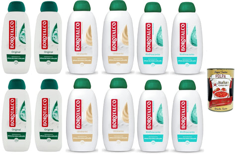 Borotalco Duschgel Borotalco Testpaket Duschbad, Duschgel mit Borotalkum-Duft, Formel mit feuchtigkeitsspendenden Mitteln, Borotalkum-Effekt auf der Haut, dermatologisch getestet, 12x 450 ml + Italian Gourmet polpa 400g 8002410044850