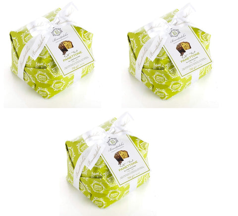 Brontedolci Kategorien 3x Brontedolci Panettone Incartato al Pistacchio Glassato Weihnachtskuchen mit Pistazien und Zucker bedeckt Weicher Teig mit Pistazienwürfeln 750g in Papier verpackt 8034077510744