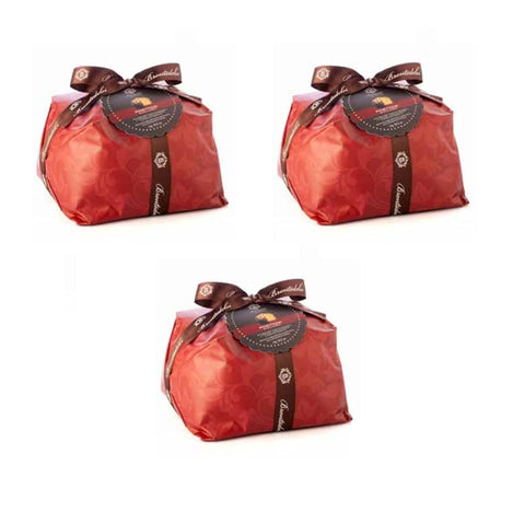 Brontedolci Kategorien 3x Brontedolci Panettone Incartato Ricetta Classica Weihnachtskuchen mit Rosinen und Orangenschale bedeckt mit Mandeln und Zucker 1Kg in Papier verpackt 8050705421589