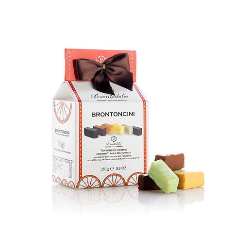 Brontedolci Nougat Brontedolci Brontoncini Torroncini Morbidi Assortiti alla Mandorla Weiches Nougat mit Mandel Verschiedene Sorten 250g 8050705420025